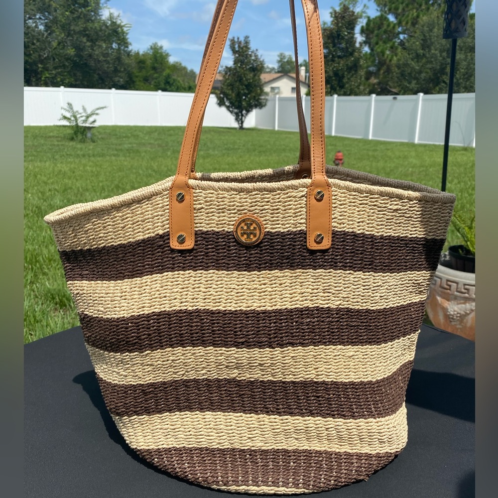 Tory Burch straw summer tote bag